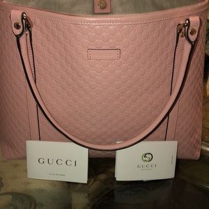 Light pink Guccissima Tote Bag w/ Matching Wallet